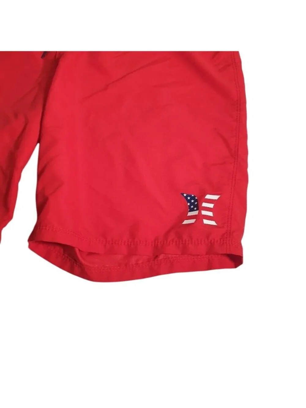 Hurley Men Red Board Shorts American Flag Logo Waist 36 Back Pocket 20 Inch